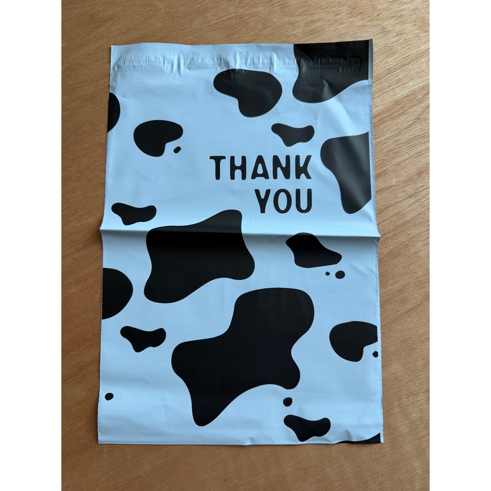 10x13 Cow Print Poly Mailer Bags Thank You Shipping‎ 25ct NEW Packaging office
